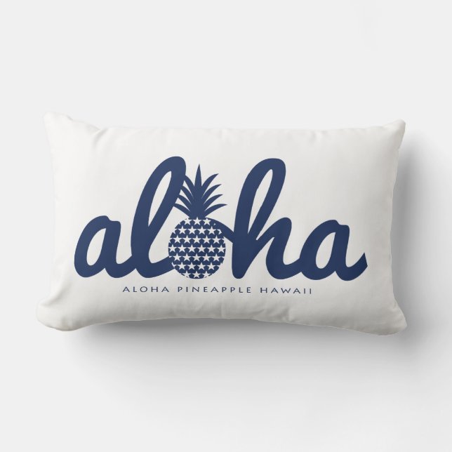 Aloha pineapple LogoColor-Navy Lumbar Cushion (Front)