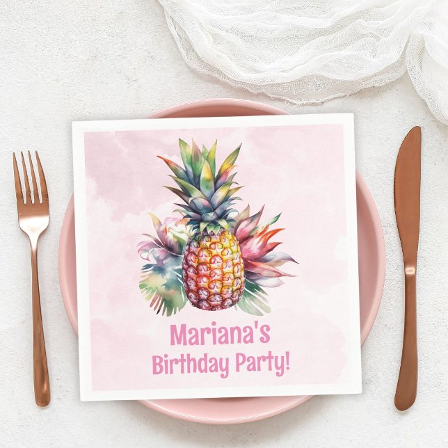 Aloha Pineapple Summer Birthday Party Napkin (Creator Uploaded)