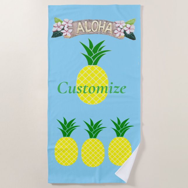 Aloha Pineapple Thunder_Cove Beach Towel (Front)