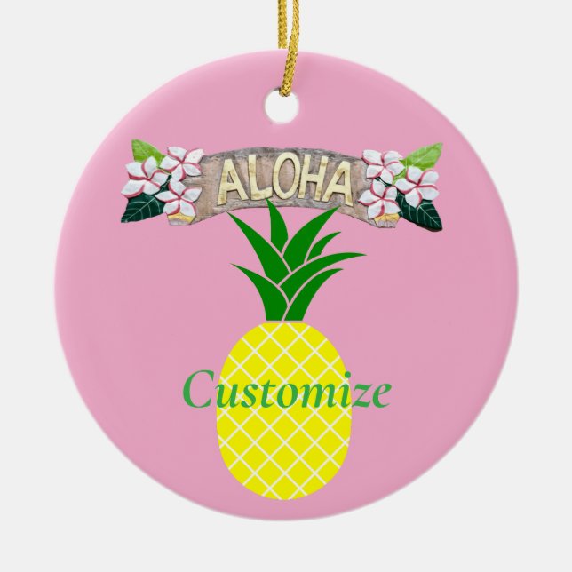 Aloha Pineapple Thunder_Cove Ceramic Tree Decoration (Front)
