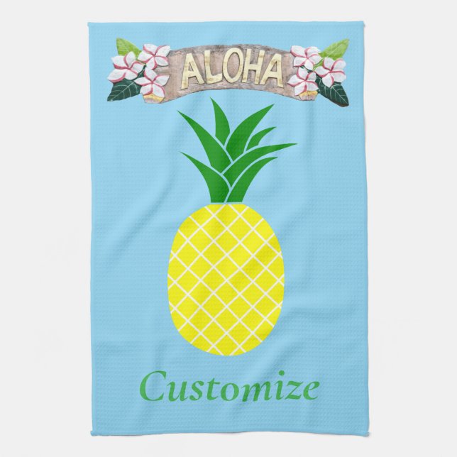 Aloha Pineapple Thunder_Cove Tea Towel (Vertical)