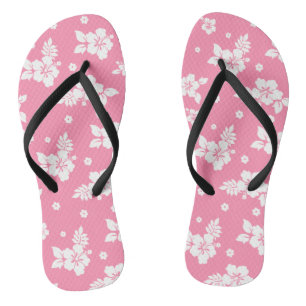 Aloha Pink Classic Hawaiian Seamless Pattern Jandals