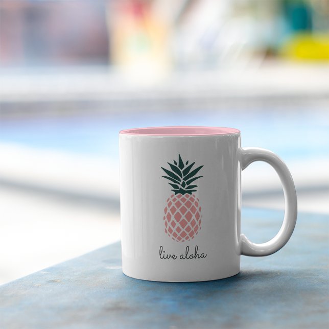 Aloha Pink Pineapple Two-Tone Coffee Mug (Creator Uploaded)