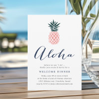 Aloha Pink Pineapple Welcome Dinner Invitation