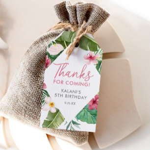 Aloha Pink Tropical Floral Birthday Gift Tags