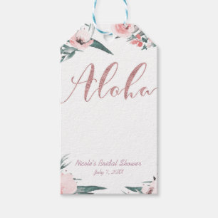 Aloha Pink Tropical Summer Floral Bridal Shower Gift Tags
