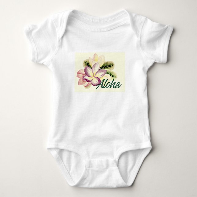 Aloha Plumeria Baby Bodysuit (Front)