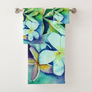 Aloha Plumeria Blossoms Bath Towel Set