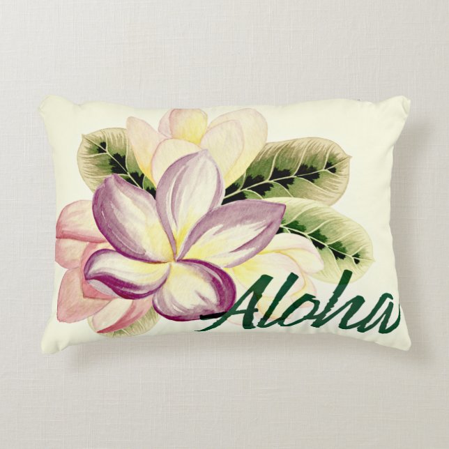 Aloha Plumeria Decorative Cushion (Front)