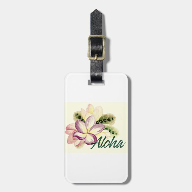 Aloha Plumeria Luggage Tag (Front Vertical)