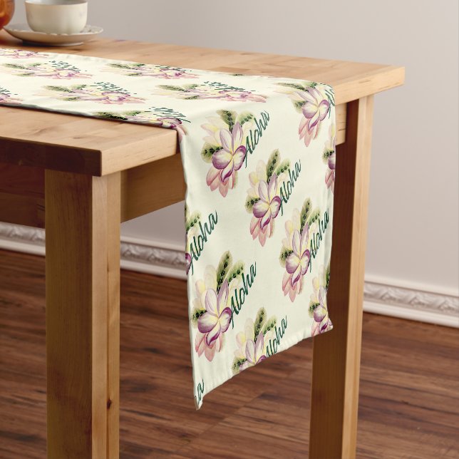 Aloha Plumeria Short Table Runner (In Situ)