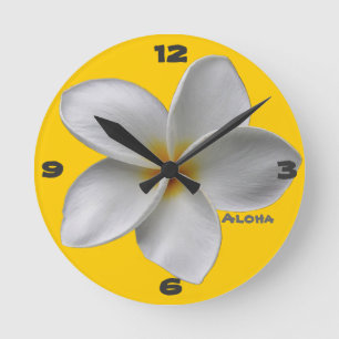 Aloha Plumeria Wall Clock