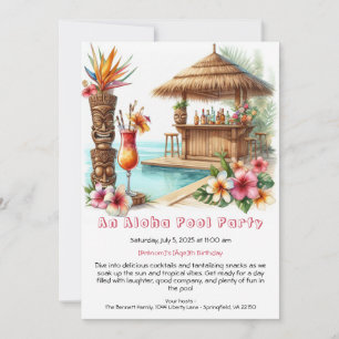 Aloha Pool Party Birthday Invitation – Tropical