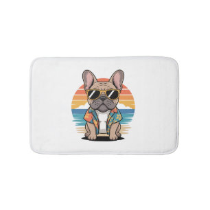 Aloha Pup – Cool French Bulldog Beach Vibes Bath Mat