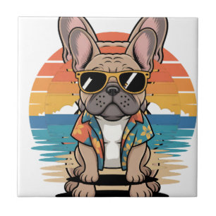 Aloha Pup Cool French Bulldog Beach Vibes Tile