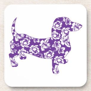 Aloha Purple Doxie Dachshund Coaster