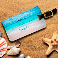 “Aloha” Quote Turquoise Ocean & Sandy Beach Photo