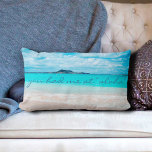 Aloha Quote Turquoise Ocean Sandy Beach Photo Lumbar Cushion<br><div class="desc">“You had me at ‘aloha’.” Remind yourself of the fresh salt smell of the ocean air whenever you relax with this stunning, vibrantly-coloured photo lumbar pillow. Exhale and explore the solitude of an empty Hawaiian beach. Makes a great gift for someone special! You can easily personalise this lumbar pillow plus...</div>