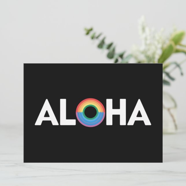 Aloha Rainbow Island Hawaii Pride LGBTQ Invitation (Standing Front)