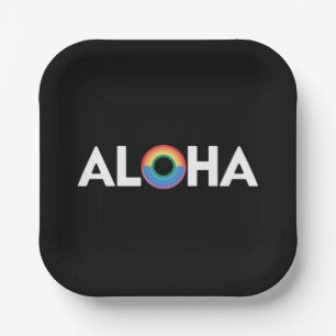 Aloha Rainbow Island Hawaii Pride LGBTQ Paper Plate
