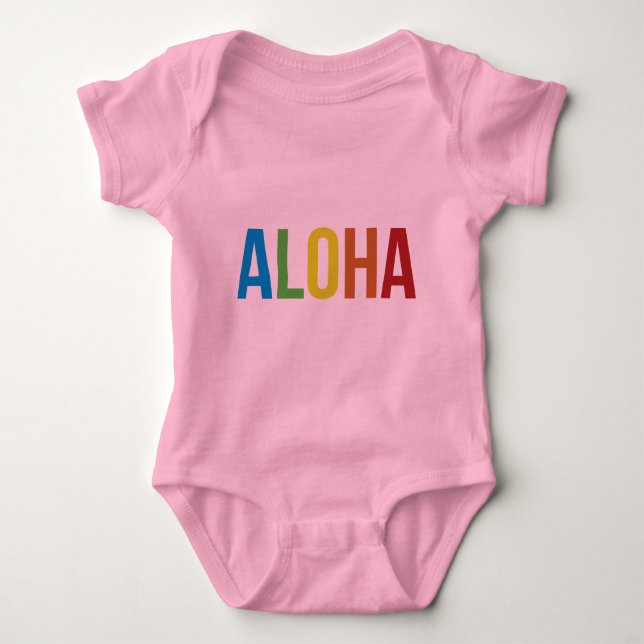 Aloha Rainbow Pink Baby Bodysuit (Front)