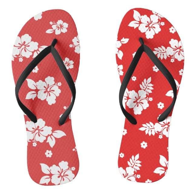 Aloha Red Classic Hawaiian Seamless Pattern Jandals (Footbed)