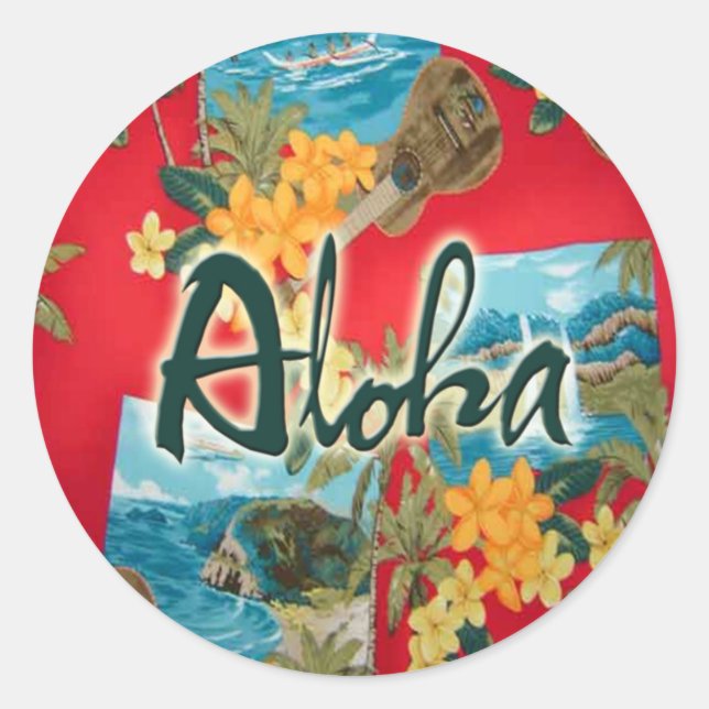Aloha Red Classic Round Sticker (Front)