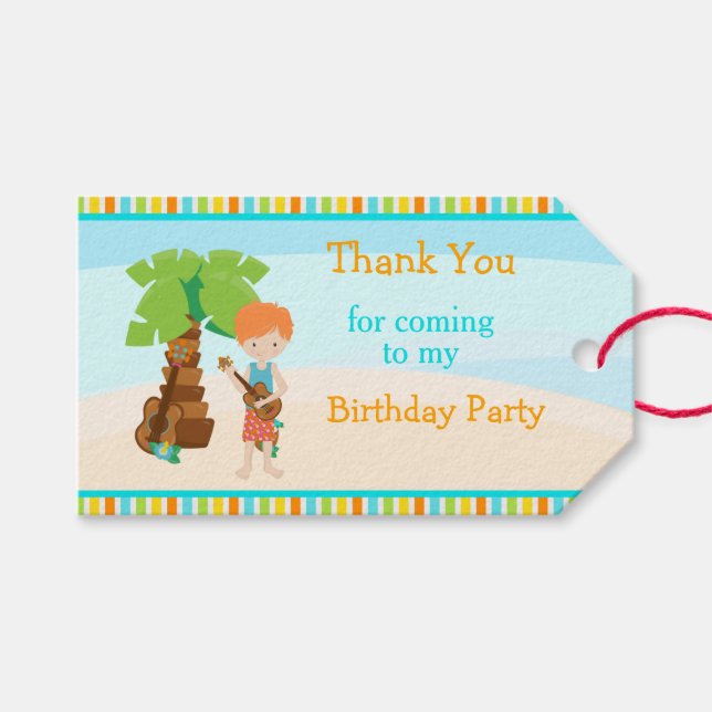 Aloha Red Hair Boy Gift Tags (Front (Horizontal))