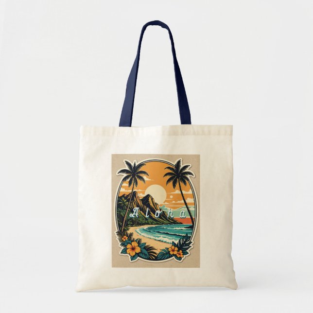 Aloha Retro Beach Tote Bag (Front)