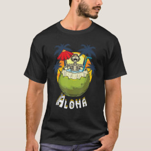 Aloha Retro Hawaii Summer Vintage Drink Skeleton P T-Shirt