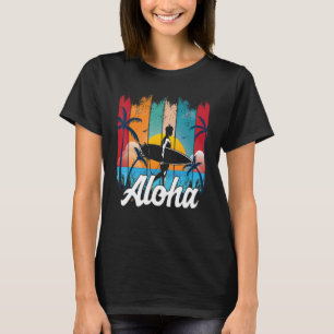 Aloha Retro Sunset Surfing Hawaii Summer Beach Vac T-Shirt