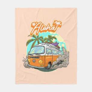 Aloha Retro Surf Van Fleece Blanket
