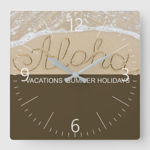 Aloha sand word square wall clock