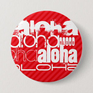 Aloha; Scarlet Red Stripes 7.5 Cm Round Badge