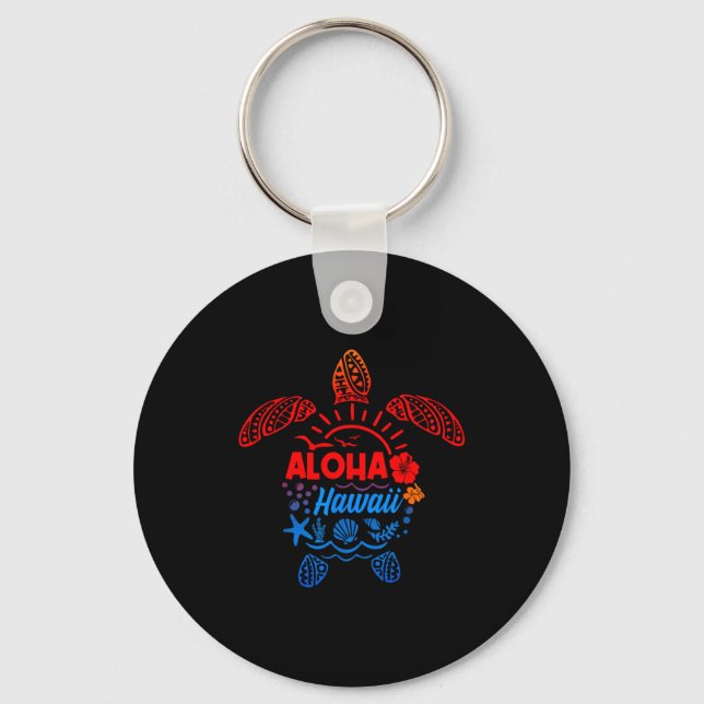 Aloha sea turtle tropical hawaii summer beach key ring (Front)