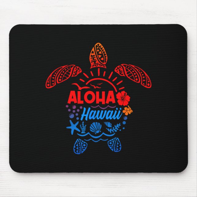 Aloha sea turtle tropical hawaii summer beach mouse pad (Front)