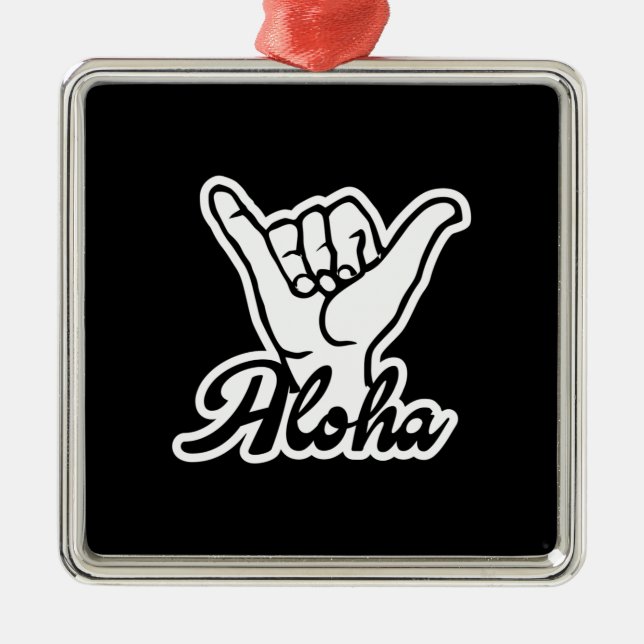 Aloha Shaka Hand, Hang Loose sign Metal Tree Decoration (Front)