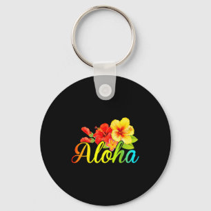 Aloha shirt hawaiian flower hawaii vacation women key ring