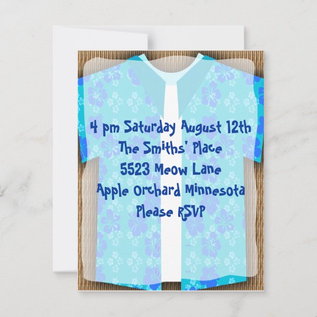 Aloha Shirt Luau Tiki Party Invitation (Front)