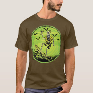 Aloha Skeleton Surfing  Surfboard Wave Vintage Gra T-Shirt