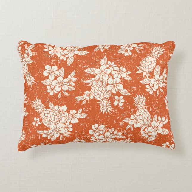 Aloha Spirit: Hibiscus-Pineapple Harmony. Decorative Cushion (Front)