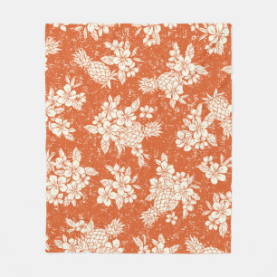 Aloha Spirit: Hibiscus-Pineapple Harmony. Fleece Blanket