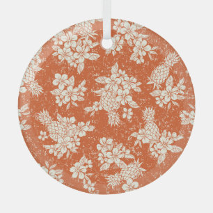Aloha Spirit: Hibiscus-Pineapple Harmony. Glass Tree Decoration