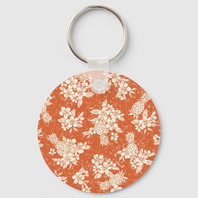 Aloha Spirit: Hibiscus-Pineapple Harmony. Key Ring (Front)