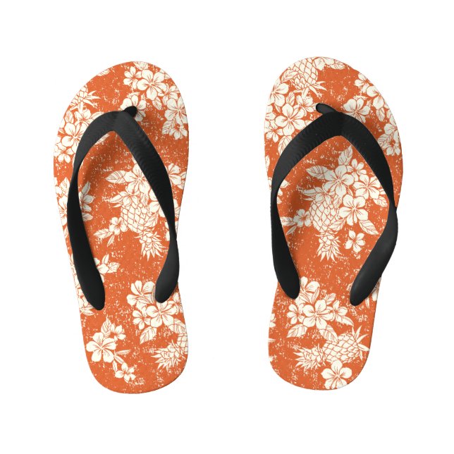 Aloha Spirit: Hibiscus-Pineapple Harmony. Kid's Jandals (Footbed)