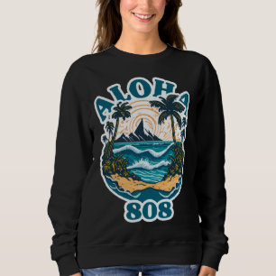 Aloha State 808 Vintage Surfing Beach Hawaii Surfe Sweatshirt