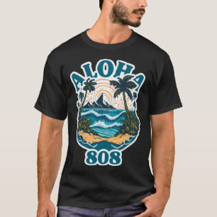 Aloha State 808 Vintage Surfing Beach Hawaii Surfe T-Shirt