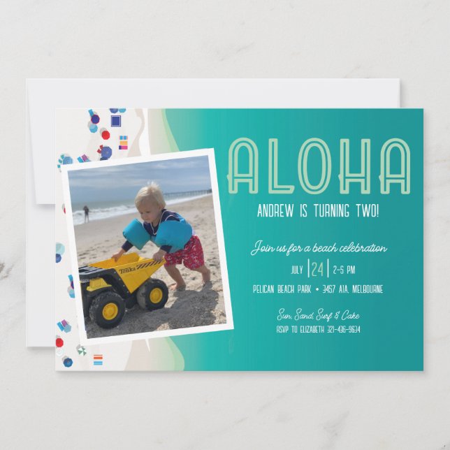 Aloha Summer Beach Birthday Party Invitation (Front)