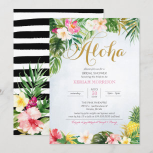 Aloha Summer Tropical or Luau Bridal Shower Invitation
