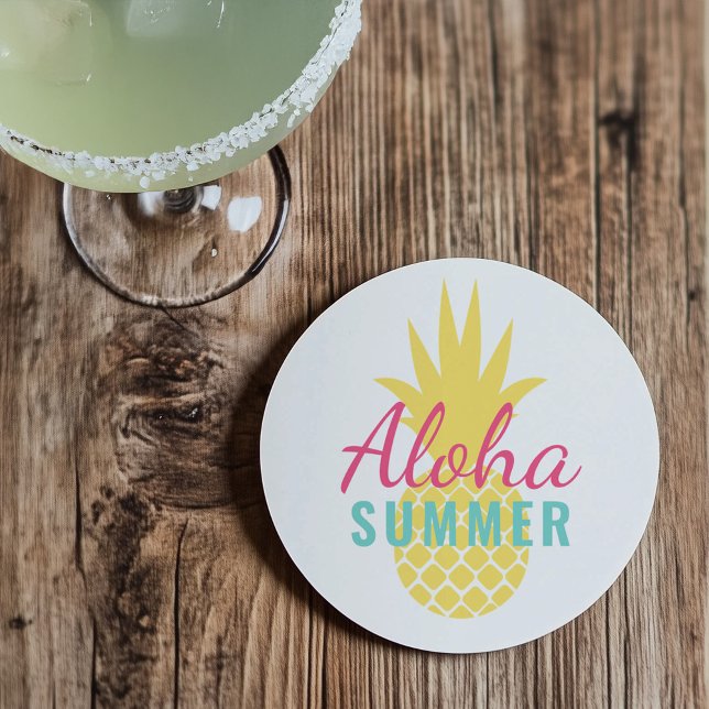 Aloha Summer Tropical Yellow Pineapple Coaster (Creator Uploaded)